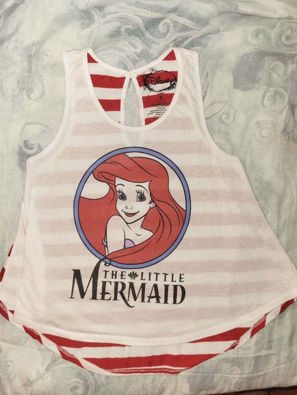 Disney The Little Mermaid Ariel Tank Top - White & Red with Blue Accent, Size S